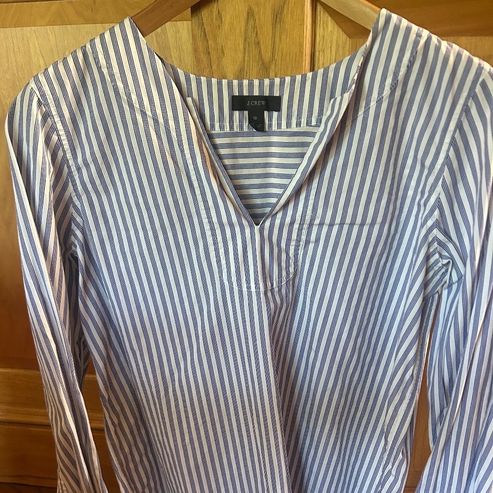 Jcrew cotton poplin top stripe 10